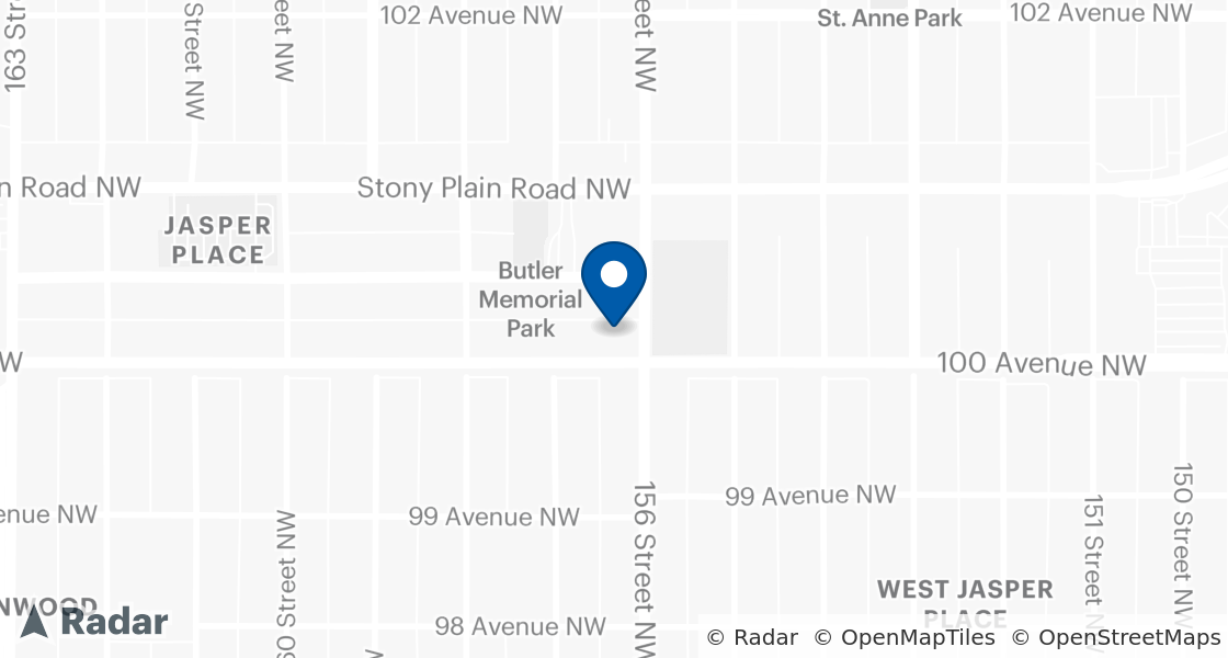 Map of Dairy Queen Location:: 10018 156th St, Edmonton, AB, T5P 4J7
